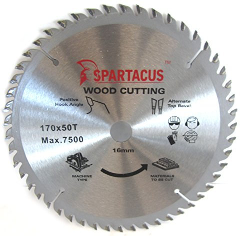 Spartacus 170mm Diameter x 50 Teeth x 16mm Bore Wood Cutting Circular Saw Blade Fits Black & Decker CD602