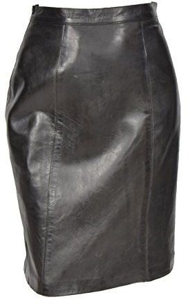 Lucy Jupe crayon droite en cuir souple pour femme Noir, Noir , 48