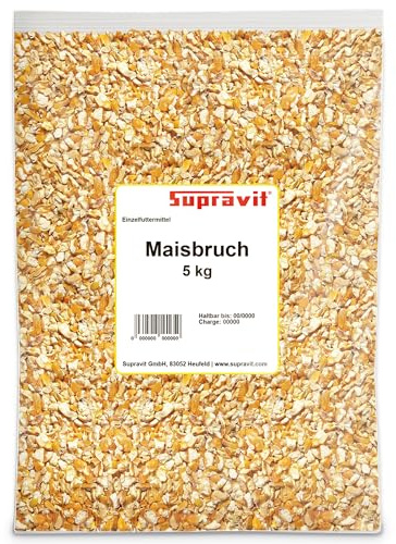 Supravit Maisbruch I 5kg getrockneter Mais I geschroteter Mais | als Einzelfutter oder Mischfutter I hochverdaulicher Bruchmais als Vogelfutter, Hühnerfutter oder für Kaninchen & Pferde