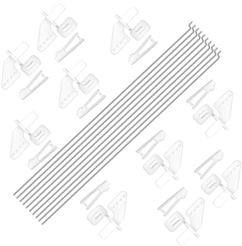 WMYCONGCONG 10 PCS 1,2x210mm Stahlstößelstangen Teile + 10 PCS Nylon Micro Control Hörner 21x11mm 4 Löcher für RC Flugzeug Flugzeug DIY Teile