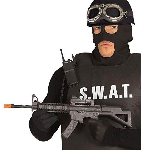 NET TOYS Geniales SEK Maschinengewehr mit Sound - Schwarz 56cm - Originelles Party-Kostüm-Zubehör Militär Maschinen-Pistole Soldat - Ideal für Karneval & Mottoparty