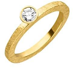 Ring mit Zirkonia Stein hochwertige Goldschmiedearbeit (Sterlingsilber 925, vergoldet) Zirkoniaring, Vorsteckring, Damen Ring, Partnerring, Beisteckring, Zusteckring (62 (19.7))