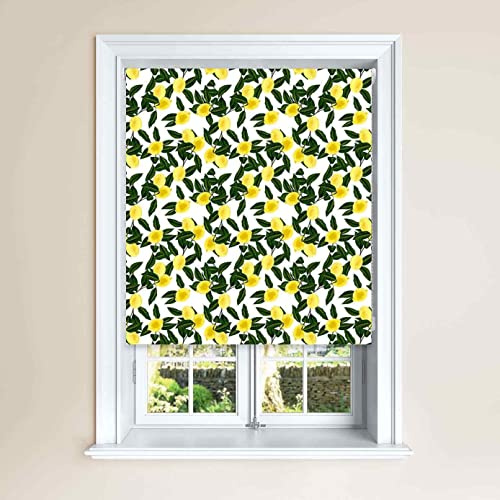 Lister Cartwright Yellow Lemon Design Blackout Roller Blinds Window Easy Fit Child Safety Cut To Size Fixing Included Made to Measure (180 x 140 cm)