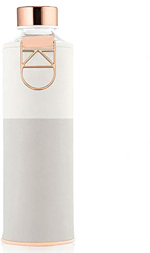 EQUA Sage, borraccia grande con custodia in finta pelle, 750 ml, in vetro borosilicato, senza BPA e a prova di perdite, MM faux SA