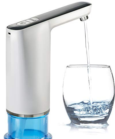 HotFrost Electric Water Pump for 5 Gallon Jug – USB Charging Drinking Dispenser - Low Noise – BPA-Free Food-Grade Materials, Chrome-Plated Spout, 1 Cup Option, Pours 4 to 5 Jugs Per Charge