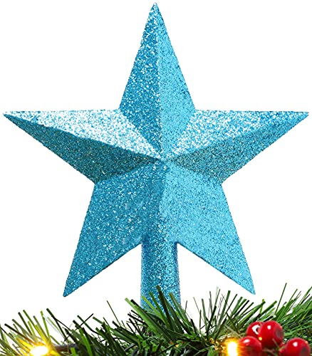 Christmas Concepts® 20cm Decoración de Estrella en Forma de árbol con Purpurina - Adorno para árbol de Navidad (Turquesa)