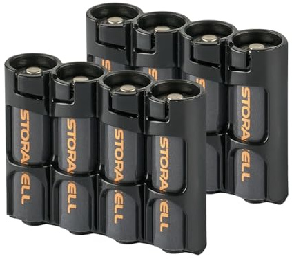Storacell SLAATB Slimline Lot de 2 boîtes de rangement pour 4 piles AA Noir