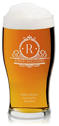 Maverton Bierglas mit Gravur - personalisierter Bierkrug - 570 ml - Geburtstagsgeschenk für Männer - Geschenkidee für Bierfreunde - Weihnachtsgeschenke - personalisierte Geschenke Herren