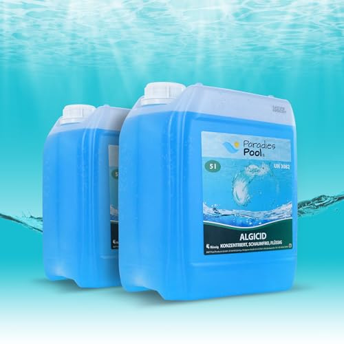 Paradies Pool Algizid für Pool, schaumfrei, Algenschutz, Schwimmbecken, chlorfreies Algenschutzmittel, algenvorbeugend, Schutz vor Algenbildung, Inhalt: 10 Liter