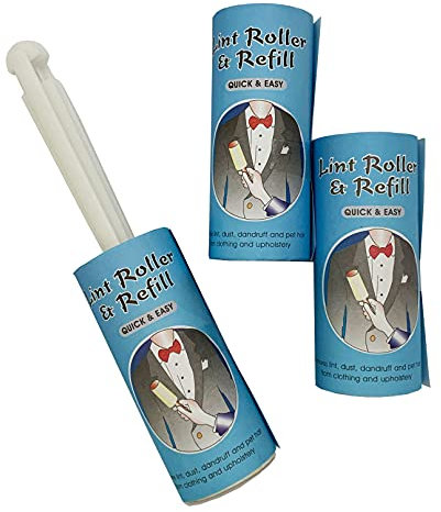 ILODA Fusselroller mit 2 Ersatzrollen, selbstklebend, Fusselrolle für Kleidung und Polstermöbel, Flusenrolle, Kleiderolle, Fussel Klebrolle, Tierhaare entfernen, Tierhaarrolle