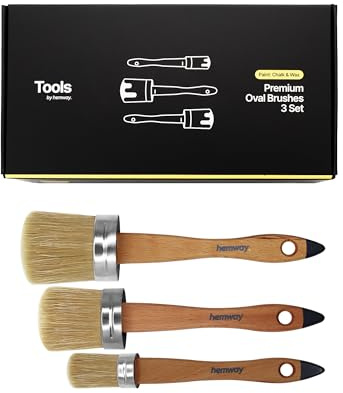 Hemway Chalk, Lacquer & Wax Oval Paint Brush Set Pack of 3, For Painting