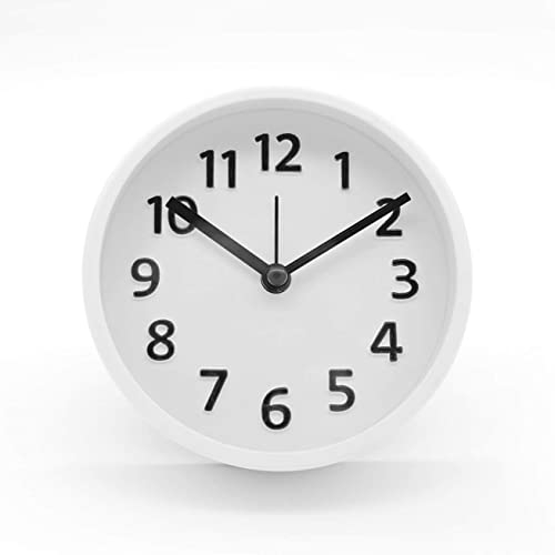 K&L Wall Art Schlafzimmer Vintage Tischuhr lautlos runde Nachttisch Uhr Tischwecker rund minimalistische Tischdeko weiß Uhrwerk ohne Tick-Geräusche (Ø 11cm Minimalistisch)