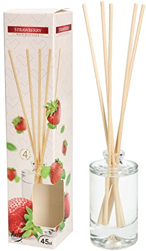 KOTARBAU® Duft-Diffusor mit Ratan-Stäbchen 45 ml Erdbeere Duft für Haus und Wohnung Raumduftflasche