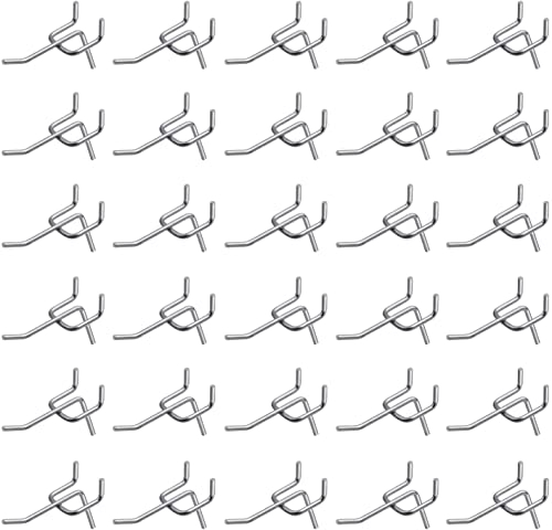 Meister Lochwandhaken - Praktisches Set mit 30 Stück - 60 x 38 x 30 mm - 2 kg Tragkraft - 25 mm Zinkenabstand - Aus Metall / Metallhaken für Werkzeugwand / Werkzeughalter / Stecktafel / 9079710