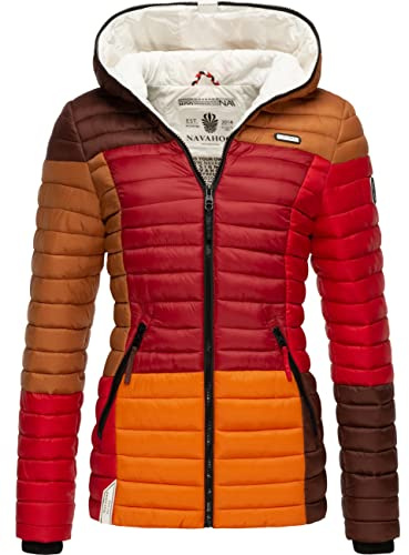 Navahoo Chaqueta de transición para mujer, ligera, con colorblocking, chaqueta acolchada con capucha Multikulti, S
