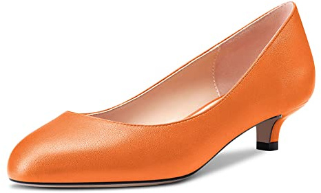 Castamere Femmes Aiguille Bas Kitten Talon Heel Rond Bout Escarpins Slip-on Cute Bureau 3.5 CM Heels Chaussures