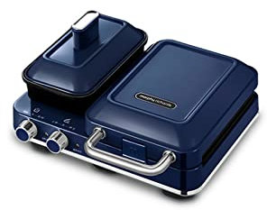 REJOON Small Breakfast Machine Mini Sandwich MachineBreakfast Machine Multifunctional Portable Non Stick Apply to Dormitory Travel Home Kitchen Breakfast Station (Color : Blue)