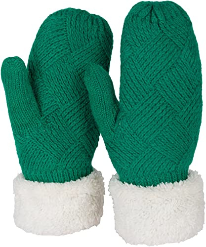styleBREAKER Damen Strick Fäustlinge Rauten Muster Fleece | Ohne störende Nähte, weiches Bündchen, sehr elastisches Polyacryl-Gewebe für 16-21 cm Handumfang, isolierendes Innenfutter.