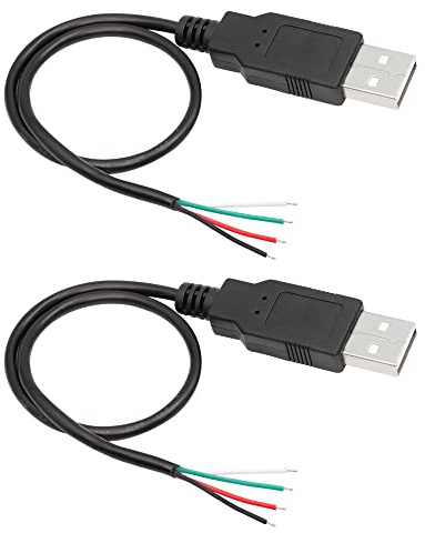 RIIEYOCA 2 Pack USB 2.0 Stecker 4pin blanken Draht, USB Strom Datenkabel DIY Pigtail Kabel für USB-Geräte installiert oder DIY ersetzen Reparatur