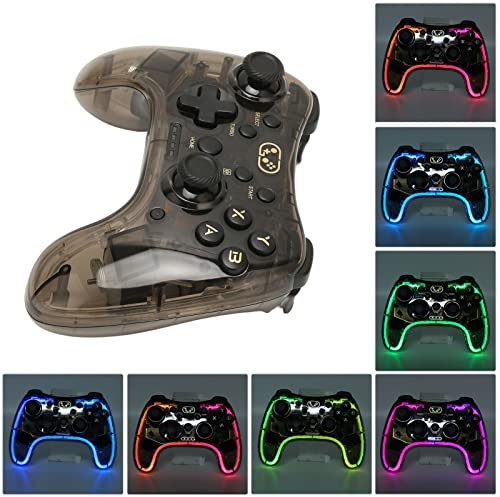 Vomeko Wireless Game Controller, PC Gamepad Joystick, Bluetooth RGB Retroiluminado Gamepad Remoto Joystick para PC TV Switch PS3 Plug and Play Gamepad