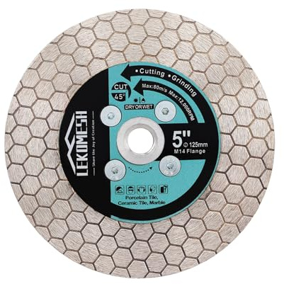 Diamant Fliesenscheibe 125mm - Diamant Trennscheibe Doppelseitige zum Schneiden Schleifen von Porzellan Keramik Fliesen Marmor Granit Kunststein, M14 Gewinde