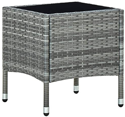 FIRBNUS Tavolo da Giardino Grigio 40x40x45cm Polyrattan Tavolo Giardino Salotto da Giardino Rattan Tavolo Rattan Tavolino Quadrato Tavolo da Giardino Quadrato Tavolino da Caffè Mobili da Giardino