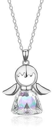TOFBS Pendentif Ange Cristal Scintillant Collier Argent Bijou Femme Élégant Charme Céleste