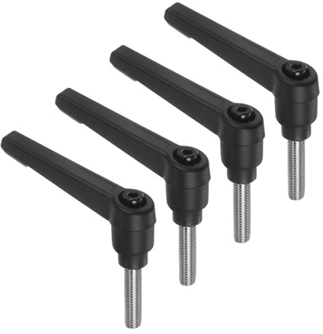 QUARKZMAN 4 Stück Klemmhebel Griff M6 x 25mm Außengewinde Schraube Edelstahl 304 mit Zinklegierung Verstellbare Handgriff Spannhebel für Werkzeugmaschinen Schweißgeräte Druckgeräte, Schwarz