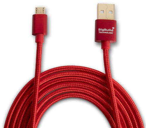 BigBuild Technology CÂBLE USB plaqué or ROUGE 1, 2 et 3 mètres pour JBL Boombox 2, JBL Charge 3/Essential 2/Plus, Clip 1/2/3/Plus Enceinte