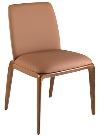Angel Cerdá – Chaise de Salle à Manger Rembourrée en Similicuir Marron | Chaises de Salle à Manger Modernes, Design Minimaliste et Élégant | 52 x 60 x 83 cm, Pieds en Bois Couleur Noyer | Confortable