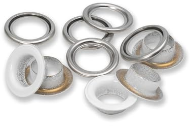 Prym 542540 Ösen mit Scheiben, 11 mm, weiß/silberfarbig