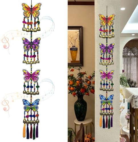 Schmetterling Windspiel für den Außenbereich Garten,Hängendes Windspiel für draußen hängend,Groß Windspiel Holz Garten Windspiele Für Draußen Hängend Gartendekoration Wind Chimes Vintage