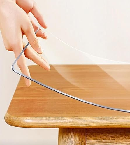 Tovaglia Trasparente Plastificata - Copritavolo PVC Effetto Vetro, Protettiva e Lavabile (90 x 140 cm)