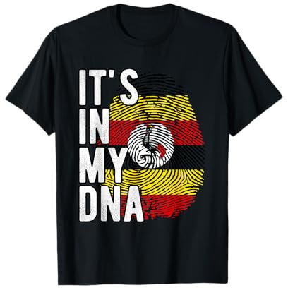 Funny it's in my DNA Uganda flag Fingerprint T-Shirt