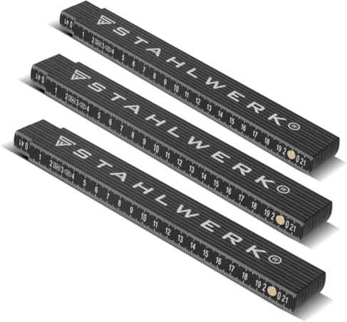 STAHLWERK Metro plegable juego de 3 unidades de 2 metros de precisión de plástico con números métricos fáciles de leer
