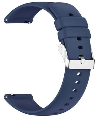 Foyscr Silicone Strap, Quick Buckle Waterproof Soft,Stainless Steel Buckle, Unisex Smartwatch Band, Sport Watch Strap (Blue-22mm)