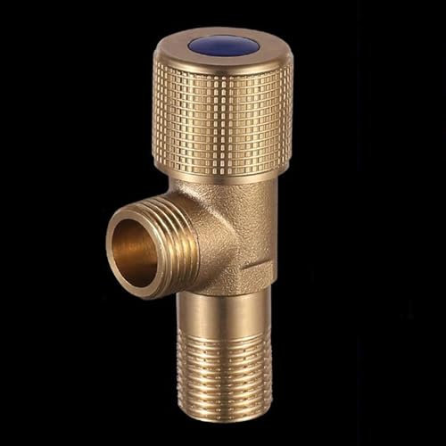 TYMYW Eckventil Selbstdichtend 1/2-Zoll-Gewinde, Komplett aus Kupfer, Dreiecksventil, Badezimmer-Wasser-Absperrventil,Blau,A