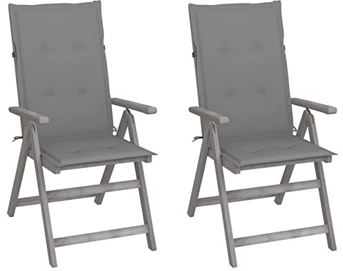 Sufrk Verstellbare Gartenstühle 2 STK. mit Auflagen Gartenstuhl Verstellbar BalkonstüHle GartenstüHle Massivholz Akazie - 3064699