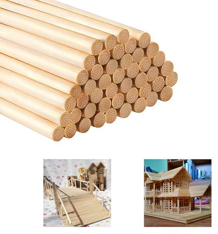 100 Pezzi Rotondi Bastoncini Legno 30 cm, Bastoncini di Legno, 6 mm BastoneLegno, Legnetti per Lavoretti, Fai Da Te, Bastoncini per L'artigianato, Artigianali Bastoncini per Modellismo