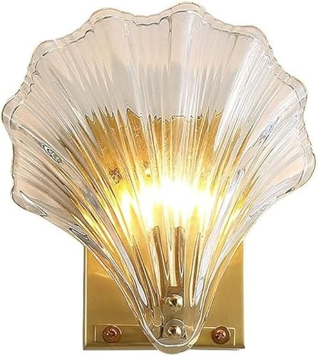 Torcia a parete, applique a forma di conchiglia in rame, luci in vetro, design retrò, faretto a parete, adatto for sala da tè, lampade decorative for corridoi, applique oro