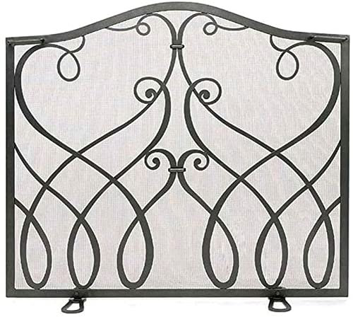 ZXLAGDBP Pare-feu pour poêle, Pare-feu décoratif pour cheminée, Noir avec Maille Plate, Pare-étincelles autoportant, pour feu Ouvert/Feux à gaz/poêle à Bois