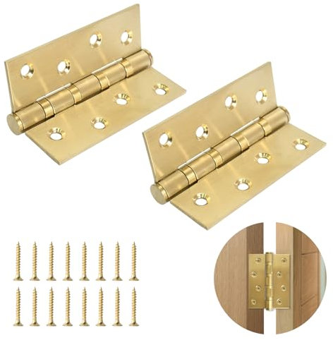 1 Paio Cerniere per Legno Acciaio Inossidabile, 3 mm Cerniera per Legno, Tutti I Cuscinetti A Sfera in Acciaio, Silenzioso E Resistente All'Usura, Oro Cerniere per Porte-75 * 100mm