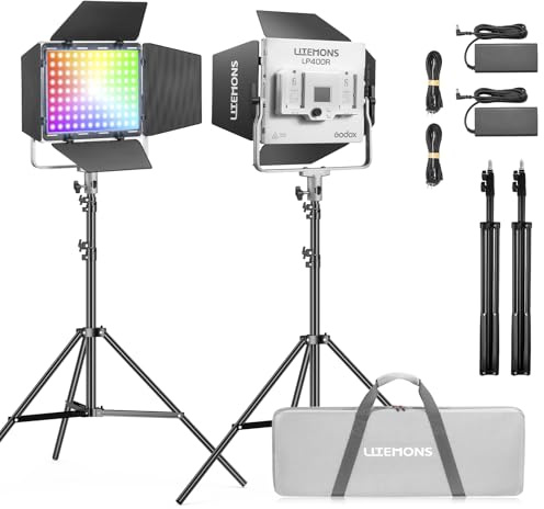 GODOX LP400R-K2 LITEMONS LED Light Panel Kit, Lp400r Kit 36W godox 2 Panels lp400r for Video Studio (LP400R-K2)