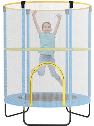 AIYAPLAY Kindertrampolin Ø140cm Outdoor Trampolin für Kinder mit Sicherheitsnetz, Reißverschluss, Gummiseil, Randabdeckung, Gartentrampolin für Indoor und Outdoor
