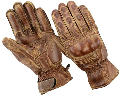 BOSmoto Biker Lederhandschuhe für Motorradfahrer – Für Chopper & Custom Motorräder,Biker Motorrad Leder Handschuhe,Herren Motorrad SommerHandschuhe (Brown, XL)