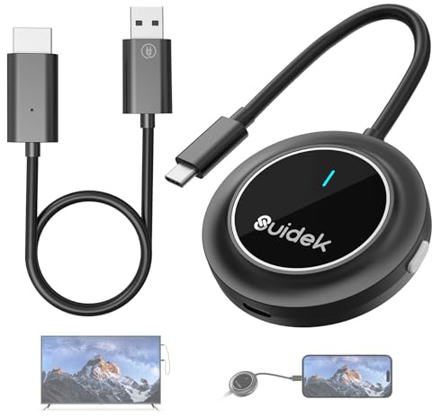 Wireless HDMI Transmitter and Receiver USB C with PD 3.0 Fast Charging, Wireless Display Adapter USB C 5GHz, for Streaming Video from Phone, Laptop, Camera to HDTV, Monitor, Projector