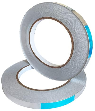 senvenelec 2 nastri autoadesivi in alluminio, 10 mm x 50 m, resistenti al calore, adatti per proteggere, coprire, decorazioni, isolare e riparare.