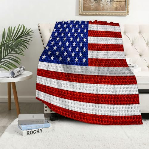 MAAPCHP Kuscheldecke Flauschig Decke Fleecedecke Rustikales amerikanisches USA-Flaggens Wohndecke Warm Winter Weich,Decke Couch Blanket,Wohn- & Kuscheldecken 76 x 100 cm,Sofa überwurfdecke