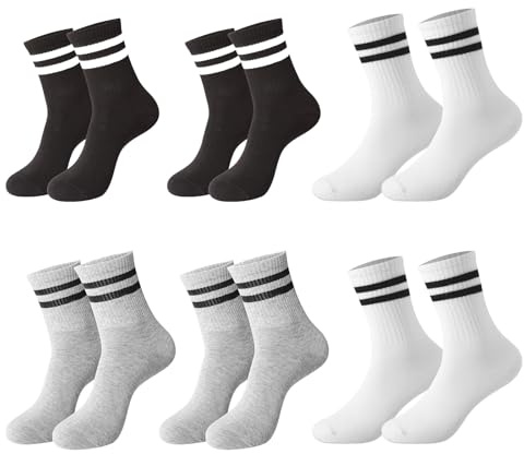 SAIIURV 6 paia di calzini da donna, traspiranti alla caviglia, in cotone, a righe, sportivi, da palestra, per il tempo libero, per camminare, ginnastica, sport, 36-40