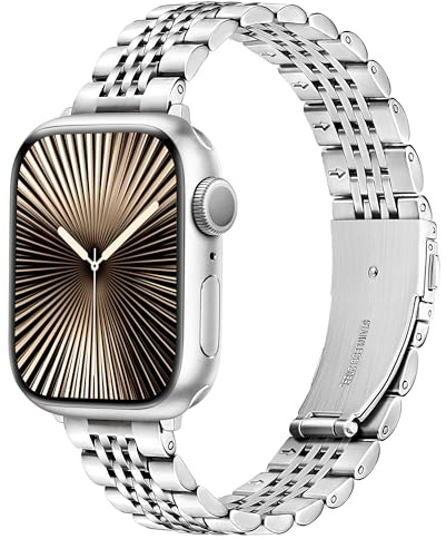 wipalor Slim Stainless Steel Strap Fit Apple Watch Straps Women 42mm(Series 11 10) 41mm 40mm 38mm 46mm 45mm 44mm 42mm(Series 3 2 1) 49mm, Ladies iWatch Strap Series 11 10 SE 9 8 7 6 5 4 3 2 1 Ultra